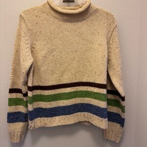 Cooperative Cream and Green roll neck Turtleneck Sweater